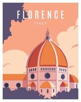 stadtbildhintergrund in florenz, italien. handgefertigte zeichnungsvektorillustration.reise nach italien geeignet für poster, postkarten, druck. vektor