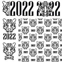 tiger. symbol för det nya året 2022 på den kinesiska kalendern. tiger ikoner med år. mönster för förpackningsbakgrunden med bilden av en tiger. vektor