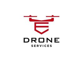 bokstaven e drone logotyp mall vektor ikon. fotografi drönare vektor. quad copter vektor ikon