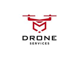 Buchstabe m Drohnen-Logo-Vorlage Vektor-Symbol. Fotografie-Drohne-Vektor. Quad-Copter-Vektorsymbol vektor