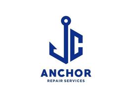 logo design c anker künstlerisches alphabet für boot schiff marine nautischen transport freien vektor