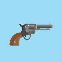 revolver platt vektorillustration. svart pistol isolerade clipart. militärt vapen, polisammunition. pistol för självförsvar. gangster skjutvapen. bärbar pistol, skyddsutrustning vektor