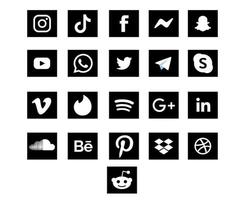 samling sociala medier ikon logotyp design symbol vektor illustration
