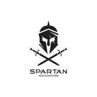 huvud spartansk logotyp vektor design med svärd.