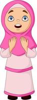 tecknad muslimsk flicka som ber för allah vektor