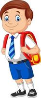 Cartoon Schuljunge in Uniform mit Rucksack vektor