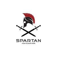 Kopf spartanisches Logo-Vektordesign mit Schwert. vektor