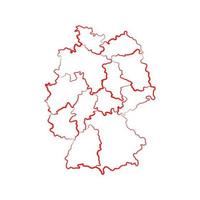 deutschlandkarte mit regionen auf weißem hintergrund vektor