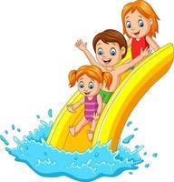 lycklig familj spelar vattenrutschbana vektor