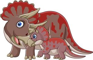 tecknade triceratops med sin baby vektor