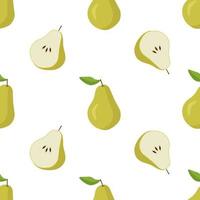 seamless mönster med mogen päron frukt på en vit bakgrund. vektorillustration för utskrift på kläder, textilier, papper, tyg, förpackningar. vektor