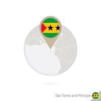 Karte und Flagge von Sao Tome und Principe im Kreis. vektor