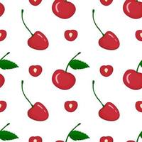 röda körsbär veganska bär vektor platt sömlösa mönster