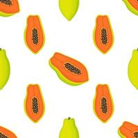 exotische Papaya veganer Fruchtvektor flaches nahtloses Muster vektor