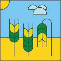 vektorflache illustration zum thema agronomie. Ährchen von Weizen auf dem Feld. stilisiertes Bild aus geometrischen Formen