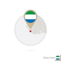 Sierra leone karta och flagga i cirkel. karta över sierra leone, sierra leone flaggnål. karta över sierra leone i stil med världen. vektor