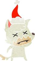 Retro-Karikatur eines toten Fuchses mit Weihnachtsmütze vektor