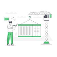 moderne flache illustration der containerbeladung vektor