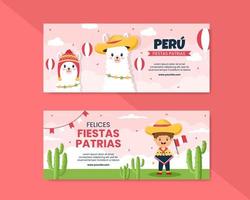 fiestas patrias peru omslagsmall sociala medier platt tecknad bakgrund vektorillustration vektor