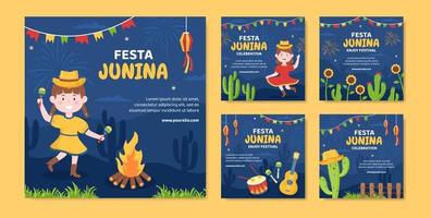 festa junina festival post mall sociala medier platt tecknad bakgrund vektorillustration vektor