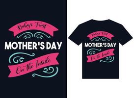 Babys erster Muttertag oder T-Shirt-Design-Typografie-Vektorillustration zum Drucken vektor