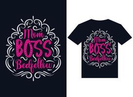 Mutter Chef Bettgenosse T-Shirt Design Typografie Vektor Illustration Druck