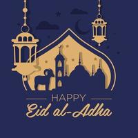 eid adha islamisk festlig kortdesign vektor