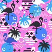 Nahtloses Muster mit Flamingos und Palmen. exotischer hawaii-hintergrund