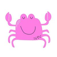 lustige rosa Krabbe. süße kinder zeichnen. flache Karikatur vektor
