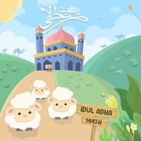 eid al-adha feiervektor islamischer karikaturhintergrund vektor