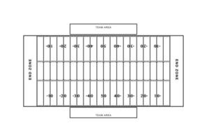mått på amerikansk fotbollsplan. kontur fotboll lekplats ovanifrån. vektor
