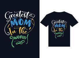 bästa mamma i världen t-shirt design typografi vektorillustration vektor
