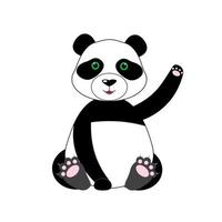 süßer panda winkt mit der pfote. Panda-Maskottchen-Zeichentrickfigur. Tiersymbol isoliert auf weißem Hintergrund. Flacher Cartoon-Stil geeignet für Landing-Webseiten, Banner, Flyer, Aufkleber, Postkarten. Vektor