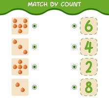 Übereinstimmung durch Zählung der Cartoon-Zwiebel. Match-and-Count-Spiel. Lernspiel für Kinder und Kleinkinder im Vorschulalter vektor