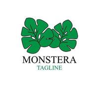 monstera leaf ikon vektor logotypdesign