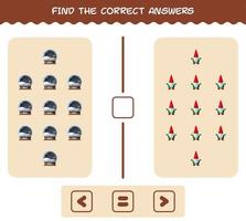 hitta de rätta svaren för tecknad jul. leta och räkna spel. pedagogiskt spel för barn och småbarn i förskoleåldern vektor