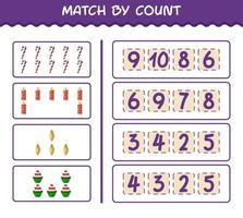match efter antal av tecknad jul. . match och räkna spel. pedagogiskt spel för barn och småbarn i förskoleåldern vektor