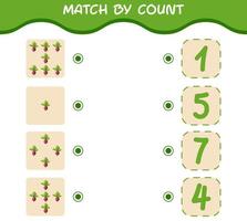 Match nach Anzahl der Cartoon-Rüben. Match-and-Count-Spiel. Lernspiel für Kinder und Kleinkinder im Vorschulalter vektor