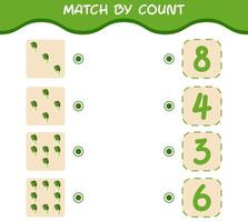 Übereinstimmung durch Zählung von Cartoon Bok Choy. Match-and-Count-Spiel. Lernspiel für Kinder und Kleinkinder im Vorschulalter vektor