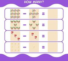 hur många tecknade jul. räknespel. pedagogiskt spel för barn och småbarn i förskoleåldern vektor