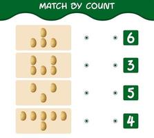 Übereinstimmung durch Anzahl der Cartoon-Kartoffel. Match-and-Count-Spiel. Lernspiel für Kinder und Kleinkinder im Vorschulalter vektor