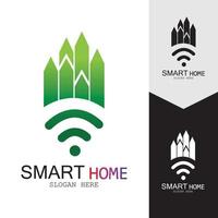 wifi haus vektor logo.smart city tech symbol vektor. Stadtnetz-Logo-Konzeptvektor