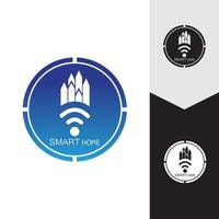 wifi haus vektor logo.smart city tech symbol vektor. Stadtnetz-Logo-Konzeptvektor