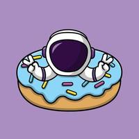 niedlicher astronaut in der donut-cartoon-vektorsymbolillustration. Science Food Icon Konzept isolierter Premium-Vektor. vektor