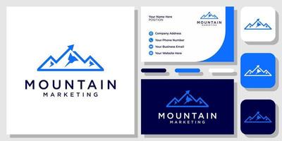 Mountain Success Marketing Pfeil nach oben Peak Growth Business Logo Design mit Visitenkartenvorlage vektor