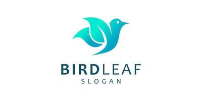 Abbildung Vogel Blatt Flügel Fliege Freiheit Natur Bio Tier abstrakte einfache Vektor-Logo-Design vektor