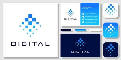 fyrkantig låda digital teknik innovation sfär växa upp logotypdesign med visitkortsmall vektor