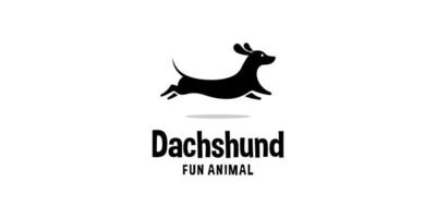 Illustration Hund Dackel Silhouette Haustier Eckzahn Tier lustig Sprung Welpe Stammbaum Vektor Logo Design