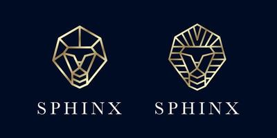 sfinx guld farao egypten huvud forntida egyptisk mytologi antik skulptur vektor logotyp design