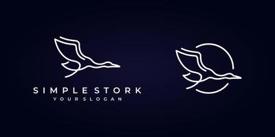 stork kranhäger minimal enkla djurfluga fågelvinge natur silhuett vektor logotypdesign